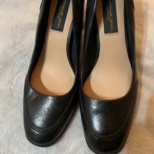 Donna Karan black leather heels. Never used.